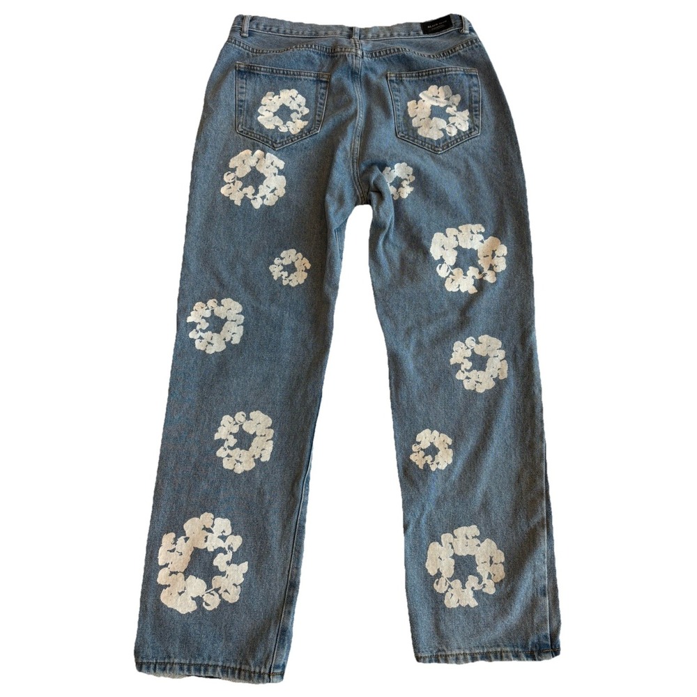 Black Icon Floral Jeans from Limusa Size 10 Floral Painted Hiphop Indie Streetst